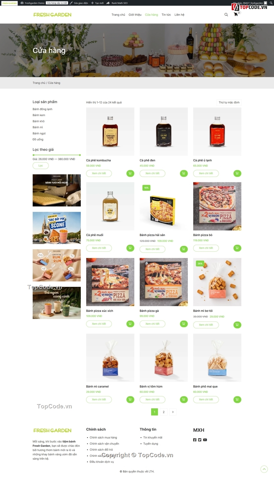 bán bánh ngọt,bán bánh,Code web,Sharecode,Web bán hàng,Theme WordPress